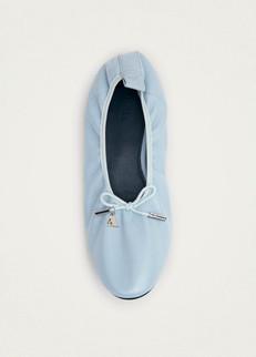 Elena Blue Leather Ballet Flats via Alohas