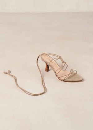 Belinda Suede Beige Leather Sandals from Alohas