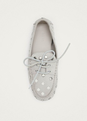Calum Suede Cream Leather Loafers from Alohas