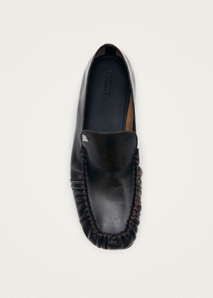 Gabe Vintage Effect Brown Leather Loafers from Alohas