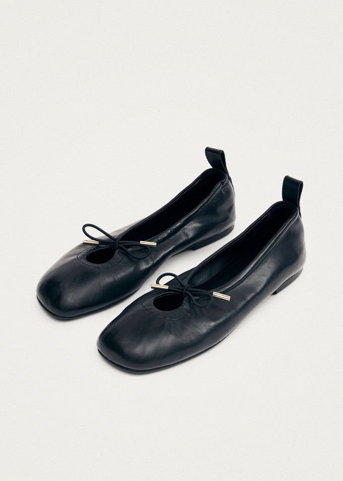 Rosalind Black Leather Ballet Flats from Alohas