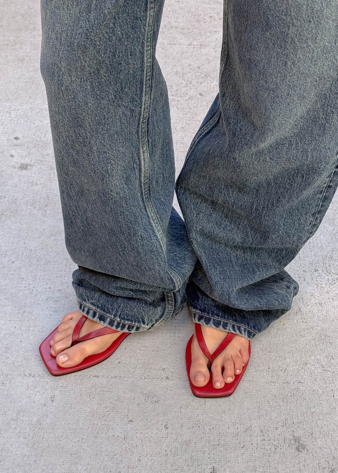 Ola Rift Red Leather Sandals from Alohas