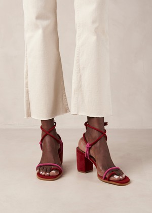 Grace Bicolor Red Magenta Leather Sandals from Alohas