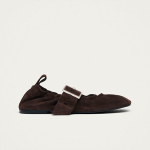 Sarea Suede Brown Leather Ballet Flats from Alohas