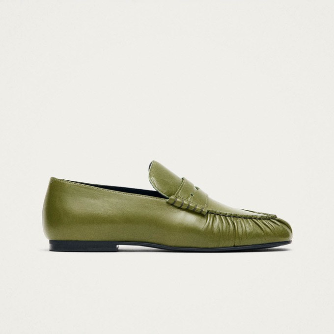 Aven Rift Green Leather Loafers from Alohas