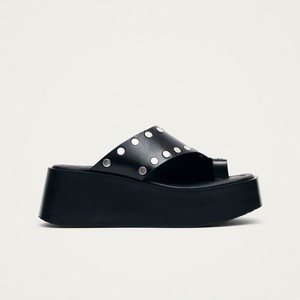 Nova Studs Black Leather Sandals from Alohas