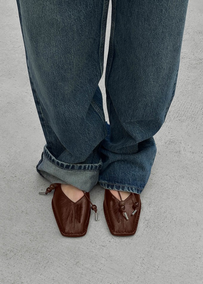 Sway Beads Rift Brown Leather Ballet Flats from Alohas