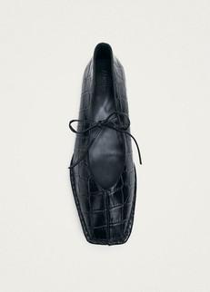 Sway Croco Black Leather Ballet Flats via Alohas