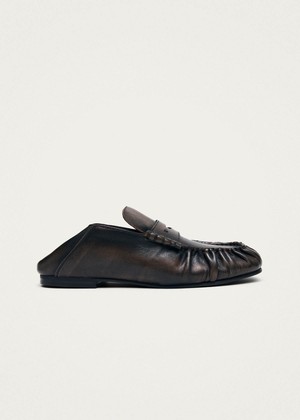Aven Mule Vintage Effect Brown Leather Loafers from Alohas