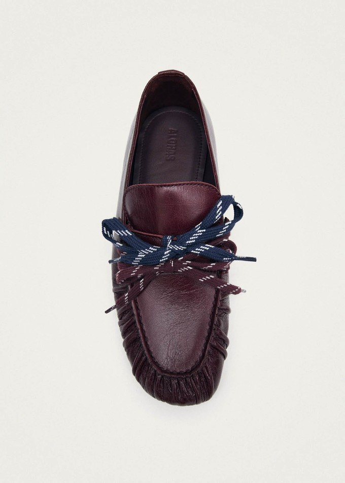 Aven Lace Rift Burgundy Leather Loafers from Alohas