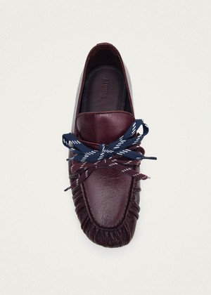 Aven Lace Rift Burgundy Leather Loafers from Alohas