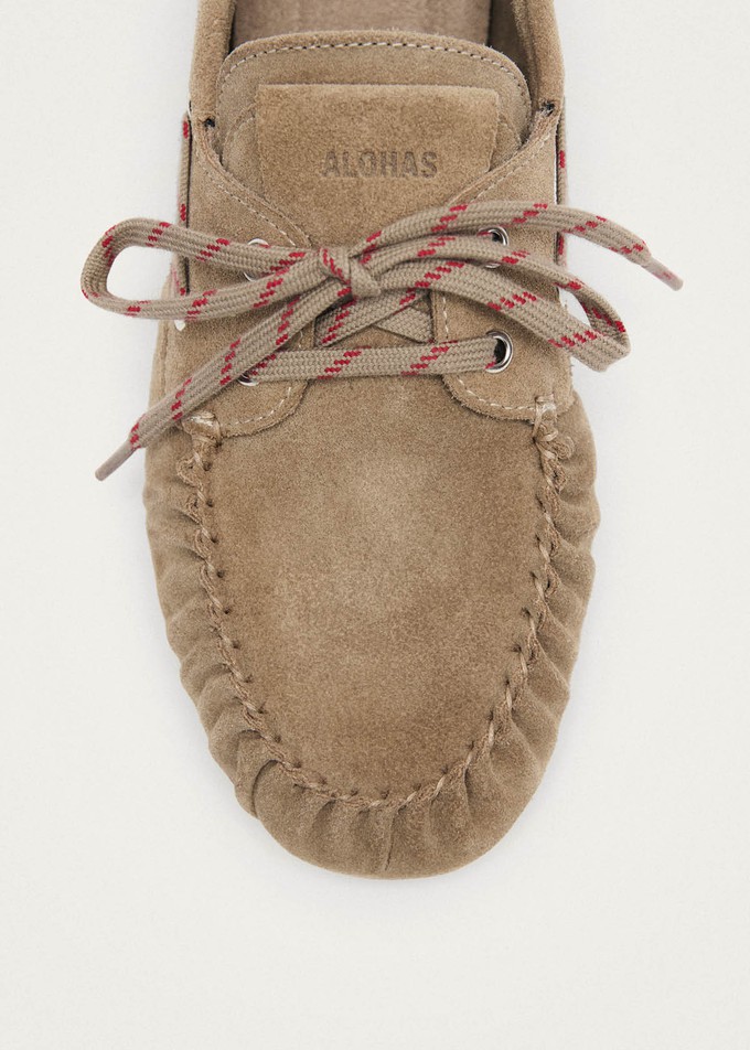 Rowan Sporty Suede Beige Leather Loafers from Alohas