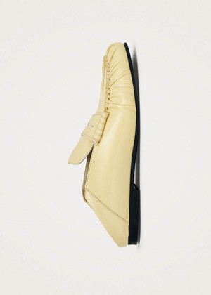 Aven Mule Patent Pale Yellow Leather Loafers from Alohas