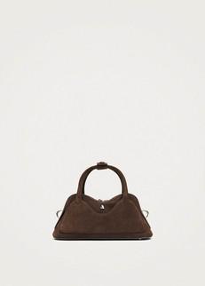 Hilma Mini Suede Brown Leather Bag via Alohas