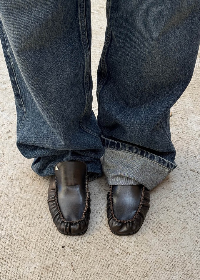 Gabe Vintage Effect Brown Leather Loafers from Alohas
