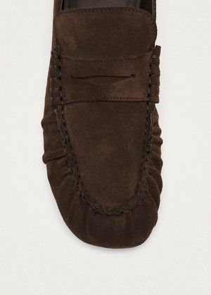 Aven Suede Brown Leather Loafers from Alohas