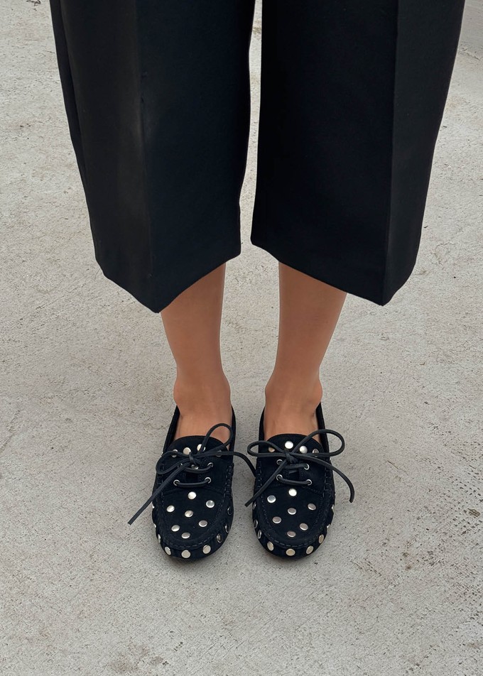 Calum Suede Black Leather Loafers from Alohas