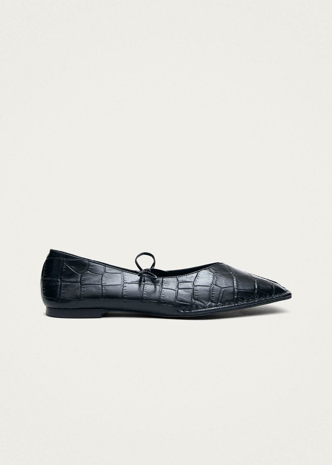 Sway Croco Black Leather Ballet Flats from Alohas
