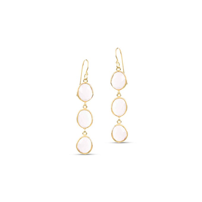 Sophia Tripple Pink Quartz Dangle Earrings from Amadeus