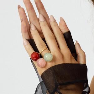 Bubble Pink Quartz Gold Ring (adjustable) from Amadeus