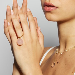 Bubble Pink Quartz Gold Ring (adjustable) from Amadeus