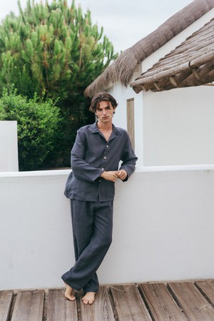 Oliver linen loungewear set in Charcoal from AmourLinen Oliver linen loungewear set in Charcoal from AmourLinen