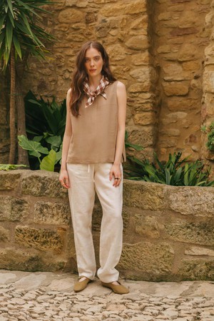 Colette classic linen top in Rosy Brown from AmourLinen