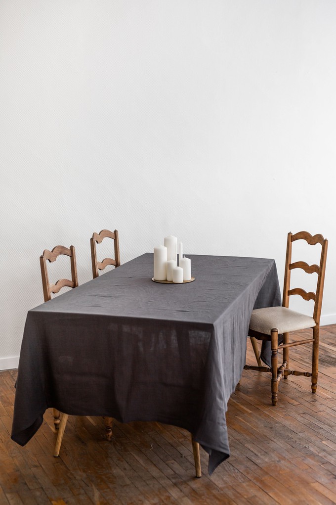 Linen tablecloth in Charcoal from AmourLinen