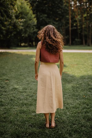 Iris linen wrap skirt in Mustard from AmourLinen