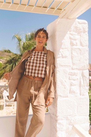 Marrakesh oversized linen shirt in Rosy Brown from AmourLinen