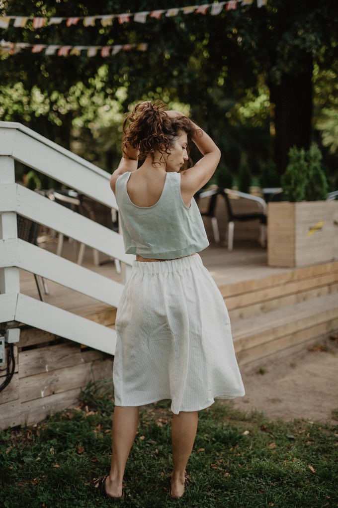 Linen skirt with buttons DAISY in Striped | sale from AmourLinen