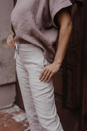 Linen pants Malmo in Cream | sale from AmourLinen