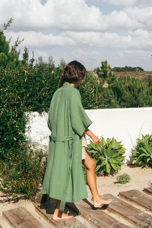 MIDNIGHT bathrobe in Matcha Green from AmourLinen