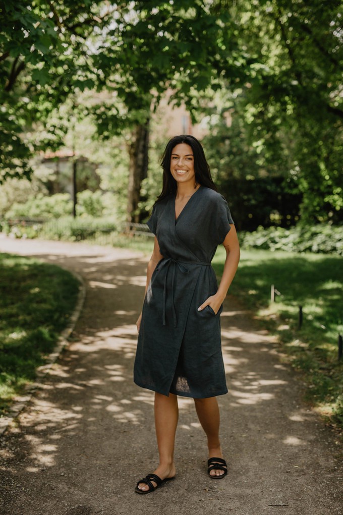 OLIVIA dress in Charcoal from AmourLinen