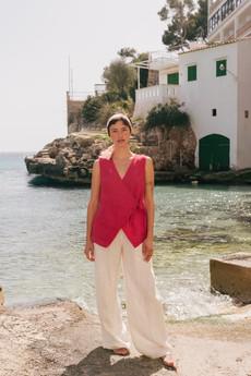Lydia classic wide linen pants in White via AmourLinen