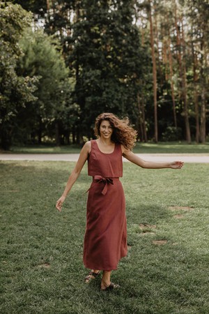 Iris linen wrap skirt in Terracotta from AmourLinen