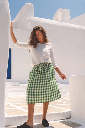 Riga 3/4 sleeves linen top in White from AmourLinen