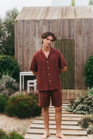 Aspen linen loungewear set in Terracotta from AmourLinen