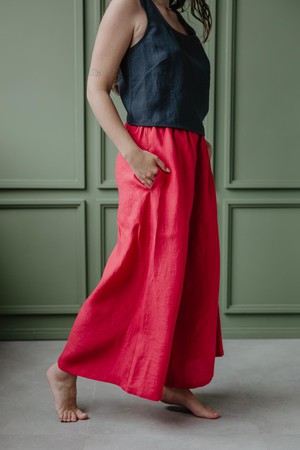 Isabella wide linen pants in Viva Magenta from AmourLinen