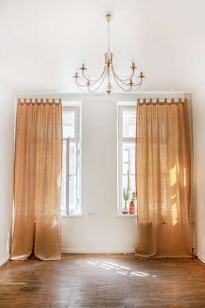 Tab top linen curtain in Mustard from AmourLinen