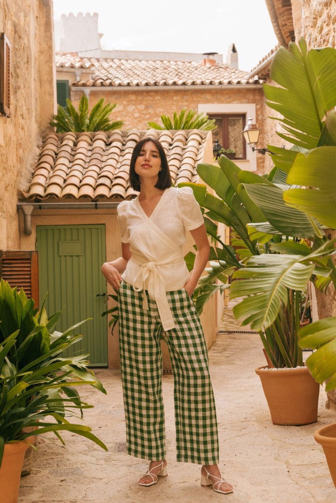 BARBORA pants in Green Gingham from AmourLinen
