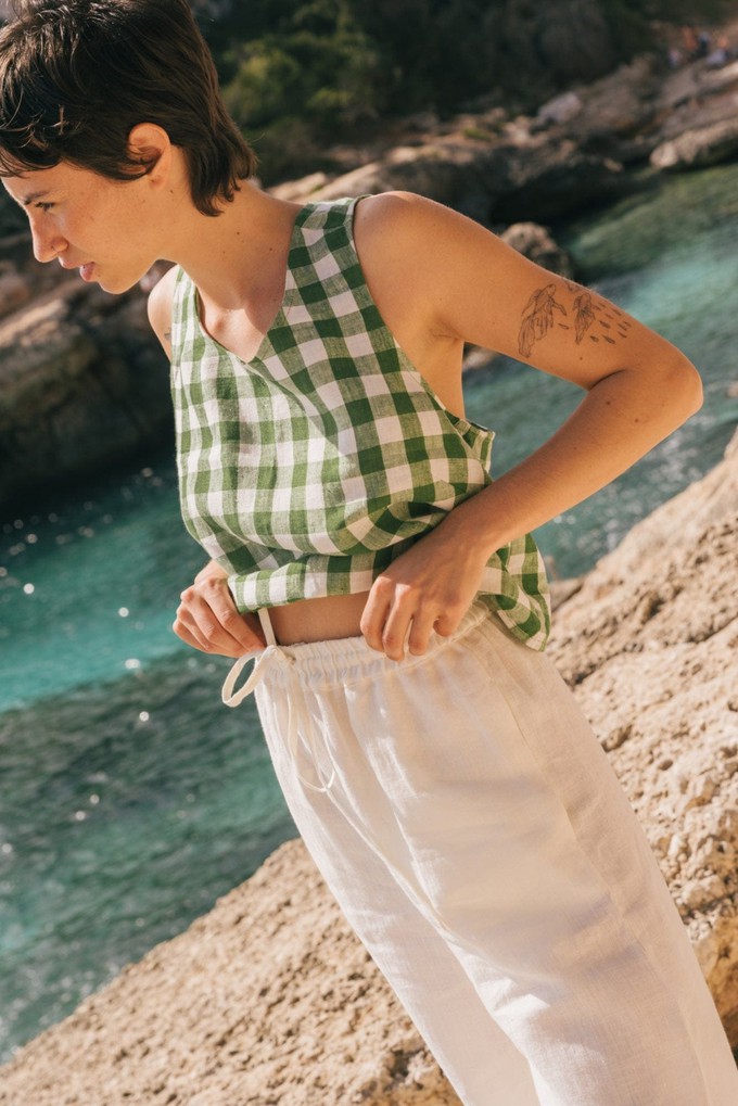 Leah wide linen pants with slits in Cream | sale from AmourLinen