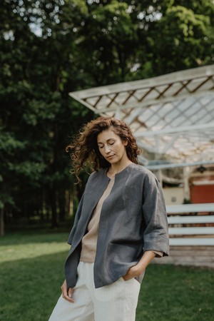 KYIV jacket in Charcoal from AmourLinen