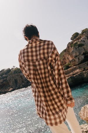MOLLY shirt in Mocha Gingham from AmourLinen
