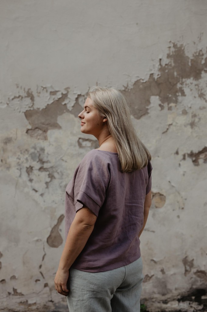 Linen top Porto S Dusty Lavender | sale from AmourLinen