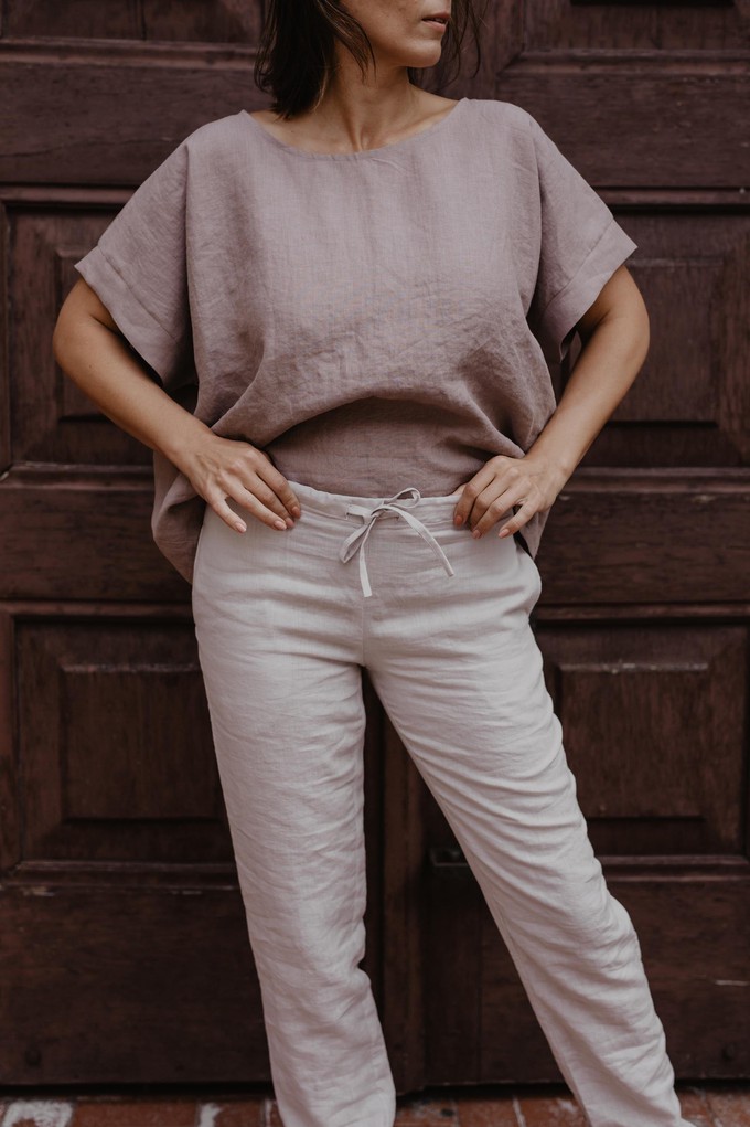 Linen pants Malmo in Cream | sale from AmourLinen