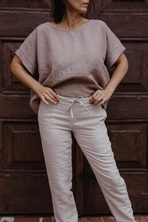 Linen pants Malmo in Cream | sale from AmourLinen