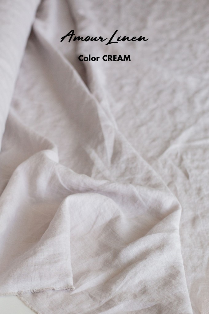 Leah wide linen pants with slits in Cream | sale from AmourLinen