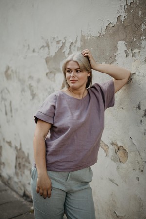 Linen top Porto S Dusty Lavender | sale from AmourLinen