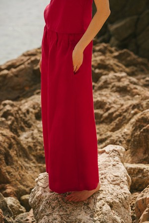 Isabella wide linen pants in Viva Magenta from AmourLinen